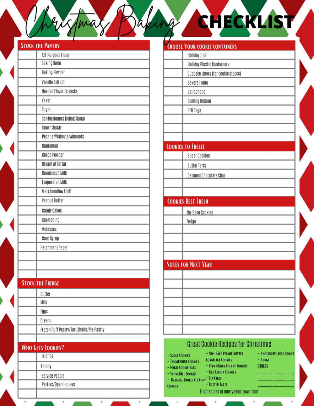 printable christmas baking checklist - merry about town